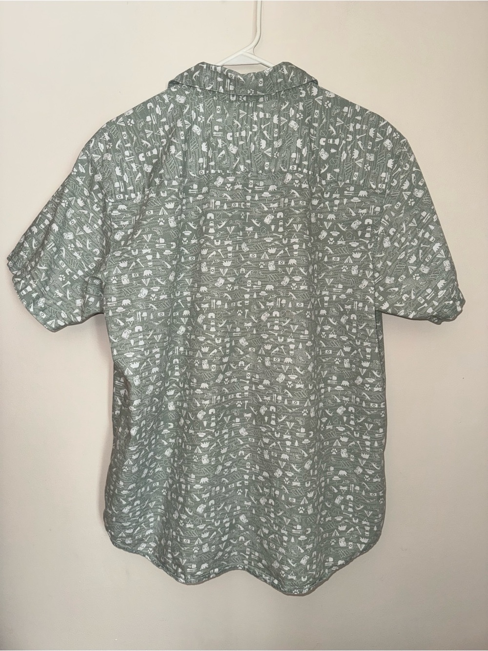 Columbia Outdoor Camping Print Button Front Shirt Men’s Large 100% Cotton Green - Picture 2 of 5